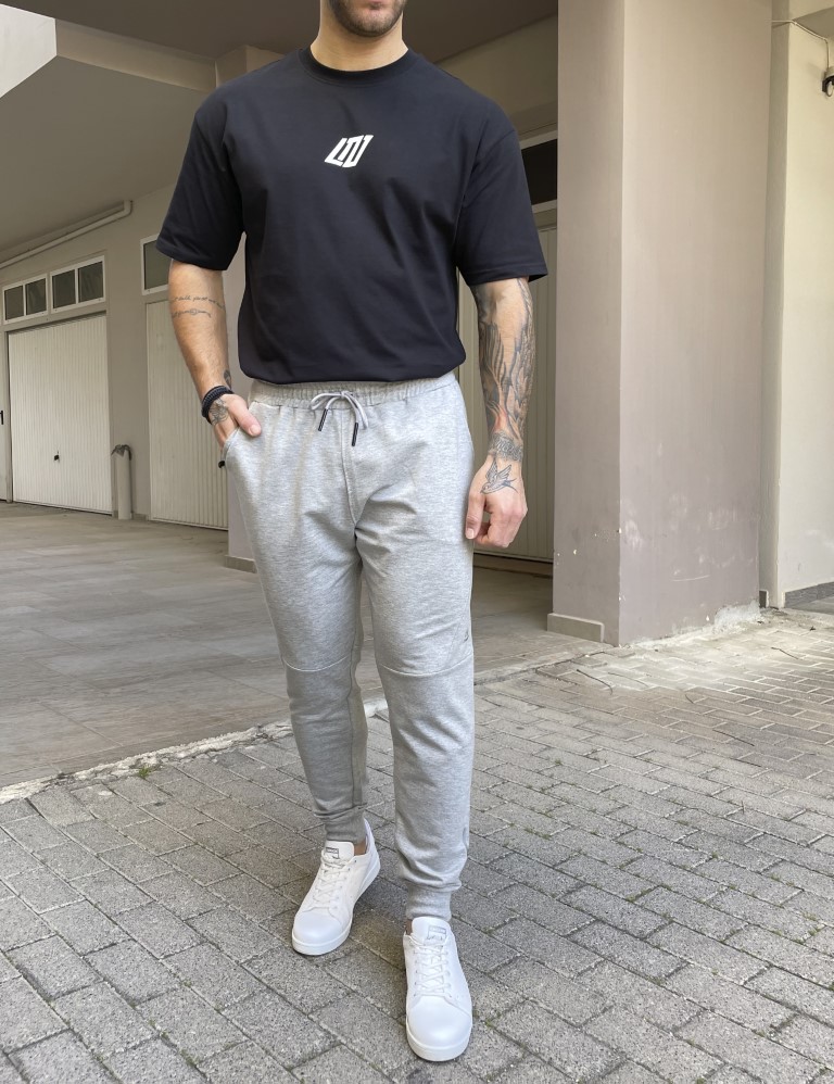 Dynamo ανδρική γκρι φόρμα με λάστιχο και τύπωμα στο πλάι AS417 φωτογραφία